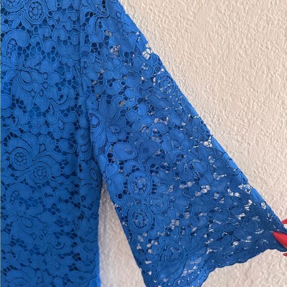 Ralph Lauren Blue Sheath Dress 3/4 Sleeve Crew Neck - Picture 8 of 11